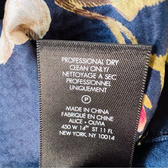 Alice + Olivia Blue Nora Floral Ruffle Silk Peplum Blouse Top Size 4 NWT $265 - Picture 6 of 9